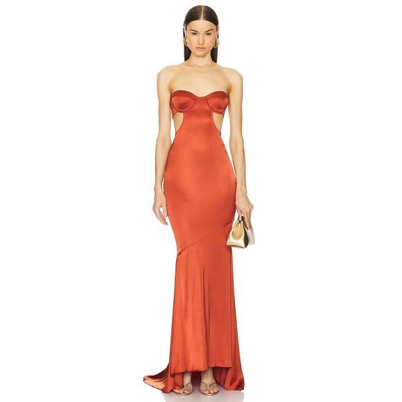 Michael Costello Alina Gown in Copper Size Small $298 - Picture 1 of 11